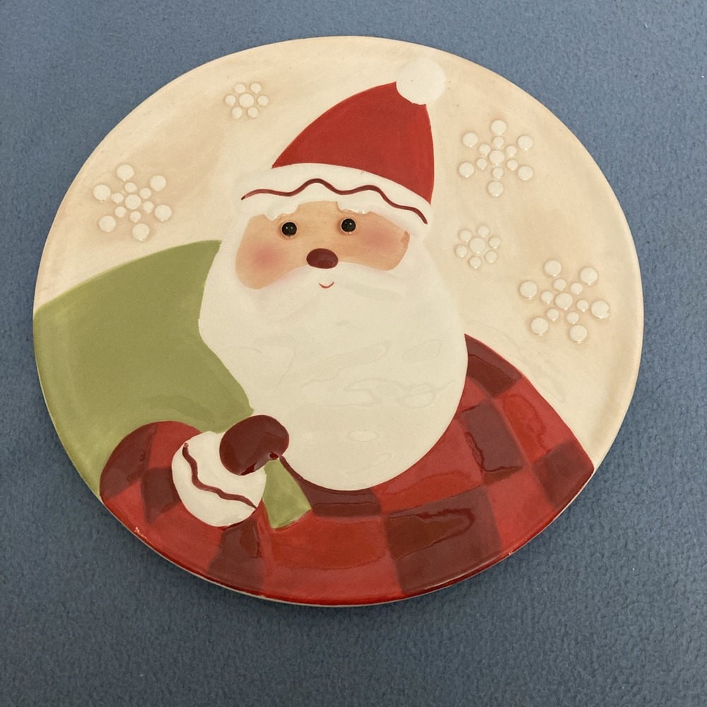 Hallmark‎ Embossed Lumberjack Santa Claus w/Bag 10.5" Cookie/Treat Plate